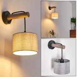 Adelboden Wandleuchte Holz Dunkel, Schwarz, 1-flammig