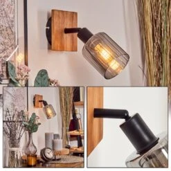 Aggebo Wandleuchte Glas 8 Cm Naturfarben, Schwarz, 1-flammig