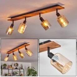 Aggebu Deckenleuchte Glas 8 Cm Naturfarben, Schwarz, 4-flammig