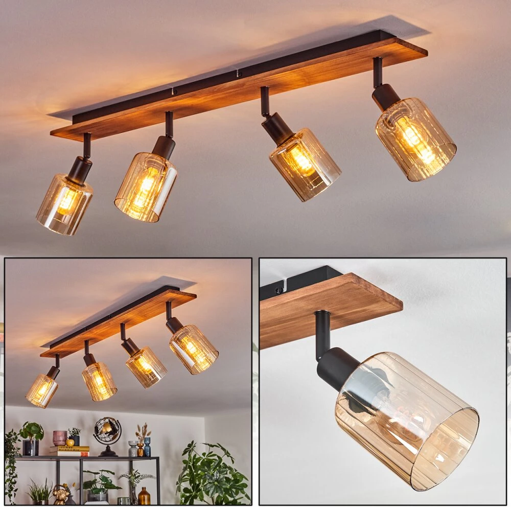 Aggebu Deckenleuchte Glas 8 Cm Naturfarben, Schwarz, 4-flammig 3 Aggebu Deckenleuchte Glas 8 Cm Naturfarben, Schwarz, 4-flammig