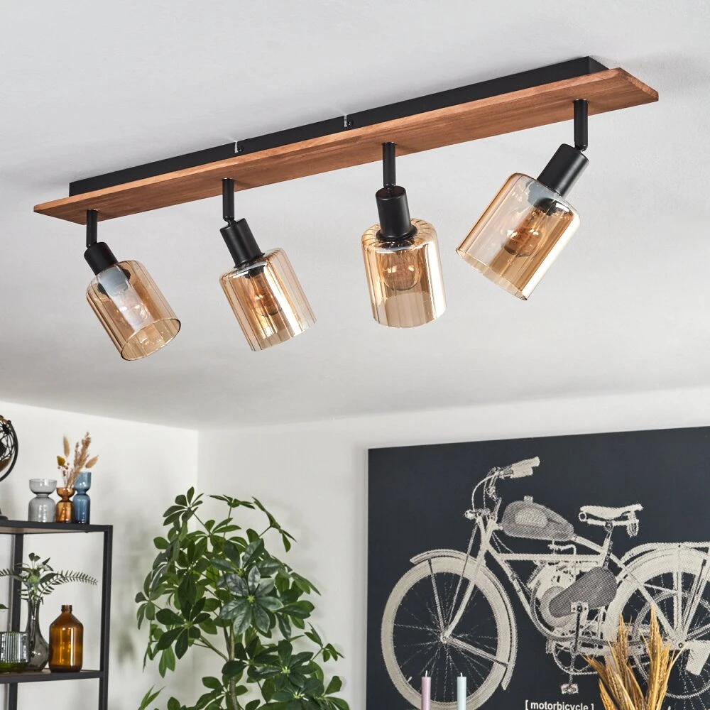 Aggebu Deckenleuchte Glas 8 Cm Naturfarben, Schwarz, 4-flammig 4 Aggebu Deckenleuchte Glas 8 Cm Naturfarben, Schwarz, 4-flammig – Bild 2