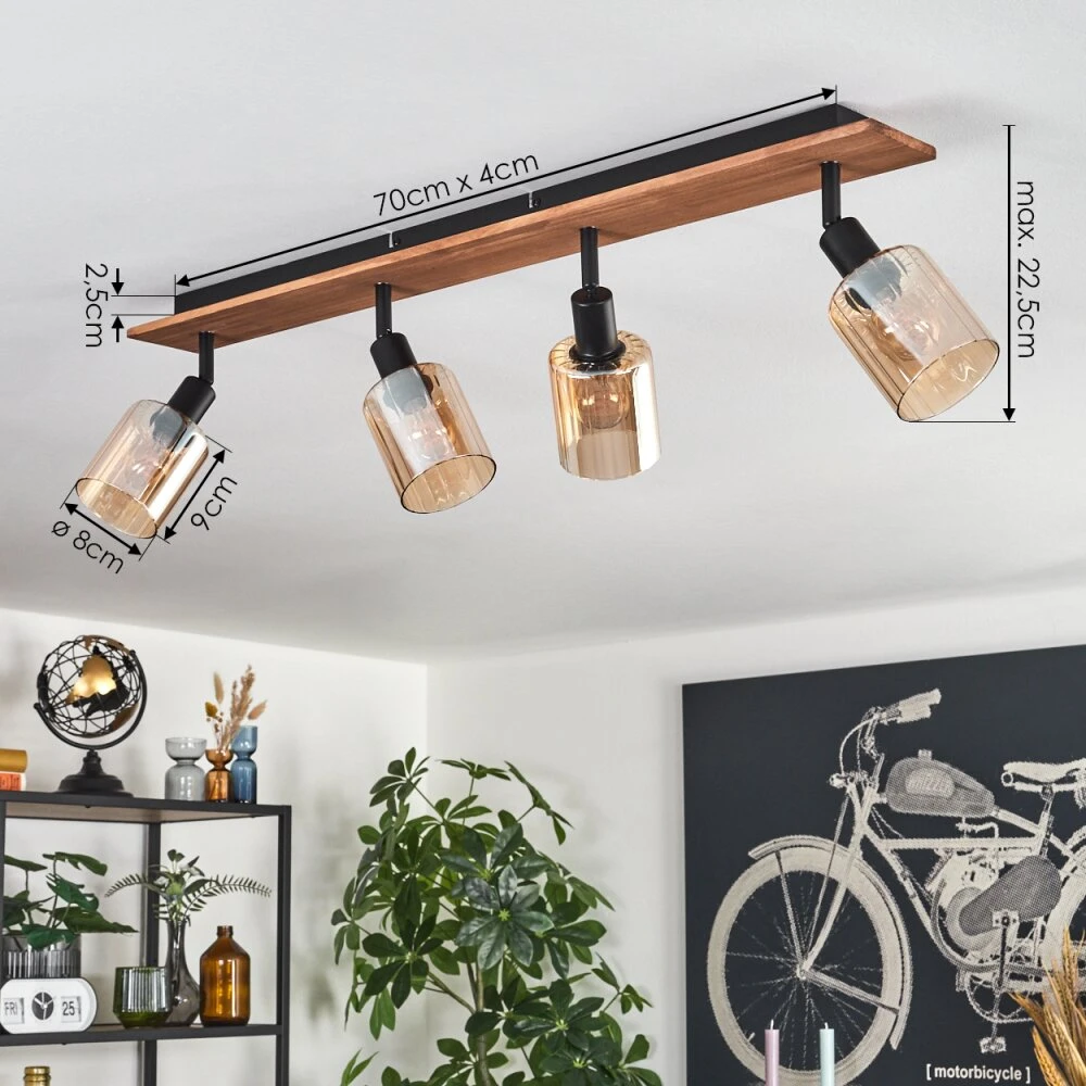 Aggebu Deckenleuchte Glas 8 Cm Naturfarben, Schwarz, 4-flammig 6 Aggebu Deckenleuchte Glas 8 Cm Naturfarben, Schwarz, 4-flammig – Bild 4