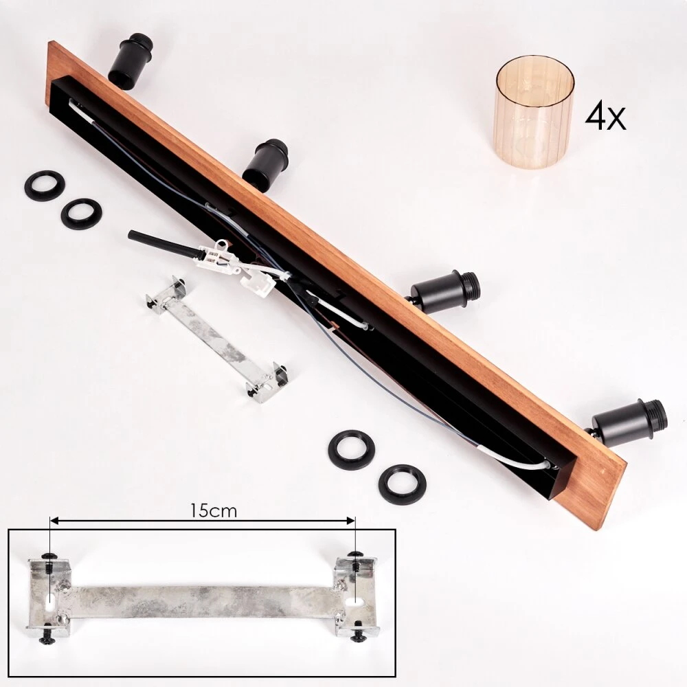 Aggebu Deckenleuchte Glas 8 Cm Naturfarben, Schwarz, 4-flammig 7 Aggebu Deckenleuchte Glas 8 Cm Naturfarben, Schwarz, 4-flammig – Bild 5