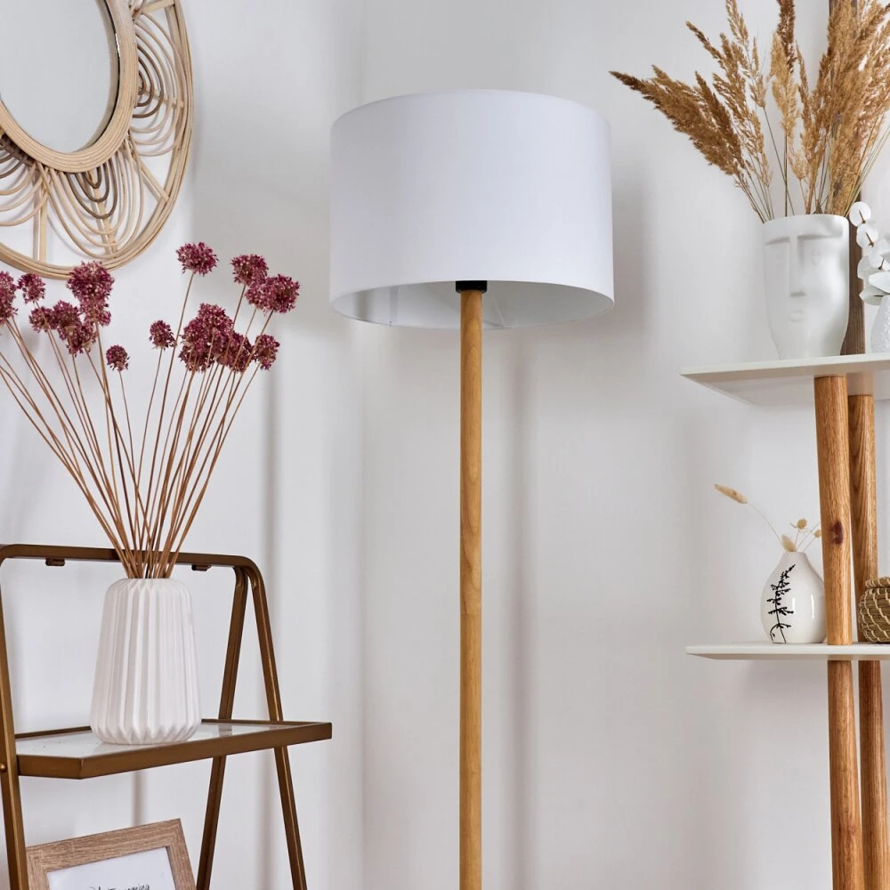 Akrema Stehleuchte Naturfarben, Schwarz, 1-flammig 4 Akrema Stehleuchte Naturfarben, Schwarz, 1-flammig – Bild 2