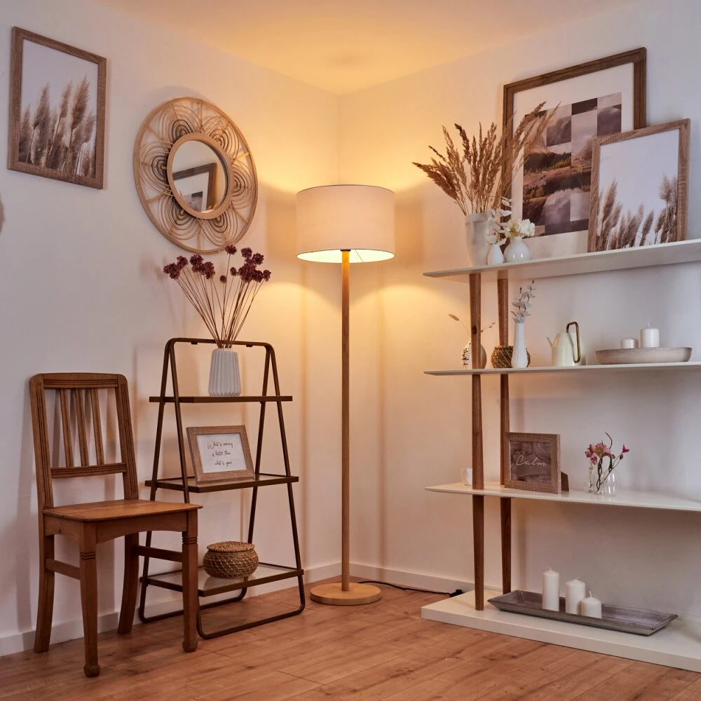 Akrema Stehleuchte Naturfarben, Schwarz, 1-flammig 8 Akrema Stehleuchte Naturfarben, Schwarz, 1-flammig – Bild 6