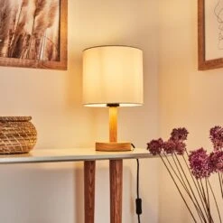 Akrema Tischleuchte Naturfarben, Schwarz, 1-flammig