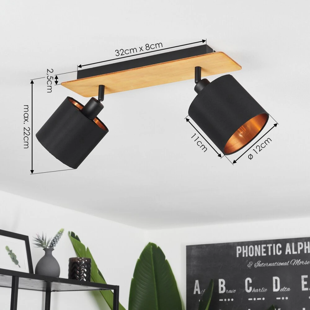 Alsen Deckenleuchte Braun, Schwarz, 2-flammig 6 Alsen Deckenleuchte Braun, Schwarz, 2-flammig – Bild 4