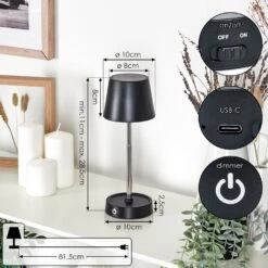 Amien Tischleuchte LED Schwarz, Silber, 1-flammig -Lampe Verkäufe amien tischleuchte h3853009 3