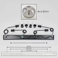 Apedo Hängeleuchte Glas 20cm Rauchfarben, 4-flammig -Lampe Verkäufe apedo haengeleuchte glas 20cm h3719633 4