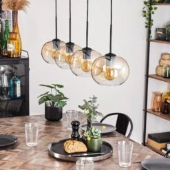 Apedo Hängeleuchte Glas 20cm Bernsteinfarben, Klar, 4-flammig -Lampe Verkäufe apedo haengeleuchte glas 20cm h3721353 11