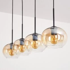 Apedo Hängeleuchte Glas 20cm Bernsteinfarben, Klar, 4-flammig -Lampe Verkäufe apedo haengeleuchte glas 20cm h3721353 7