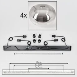 Apedo Hängeleuchte Glas 30 Cm Klar, Rauchfarben, 4-flammig -Lampe Verkäufe apedo haengeleuchte glas 30 cm h3768617 4