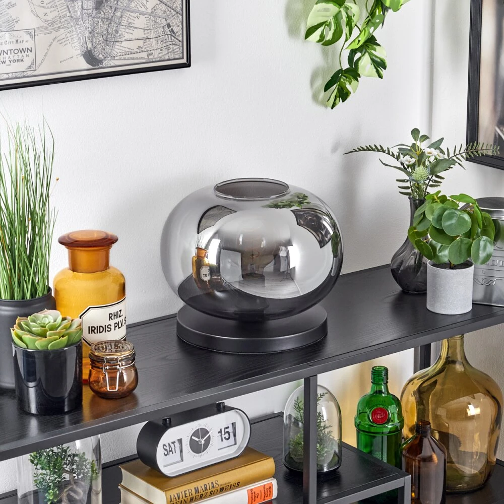 Apedo Tischleuchte Glas 30cm Schwarz, 1-flammig 4 Apedo Tischleuchte Glas 30cm Schwarz, 1-flammig – Bild 2