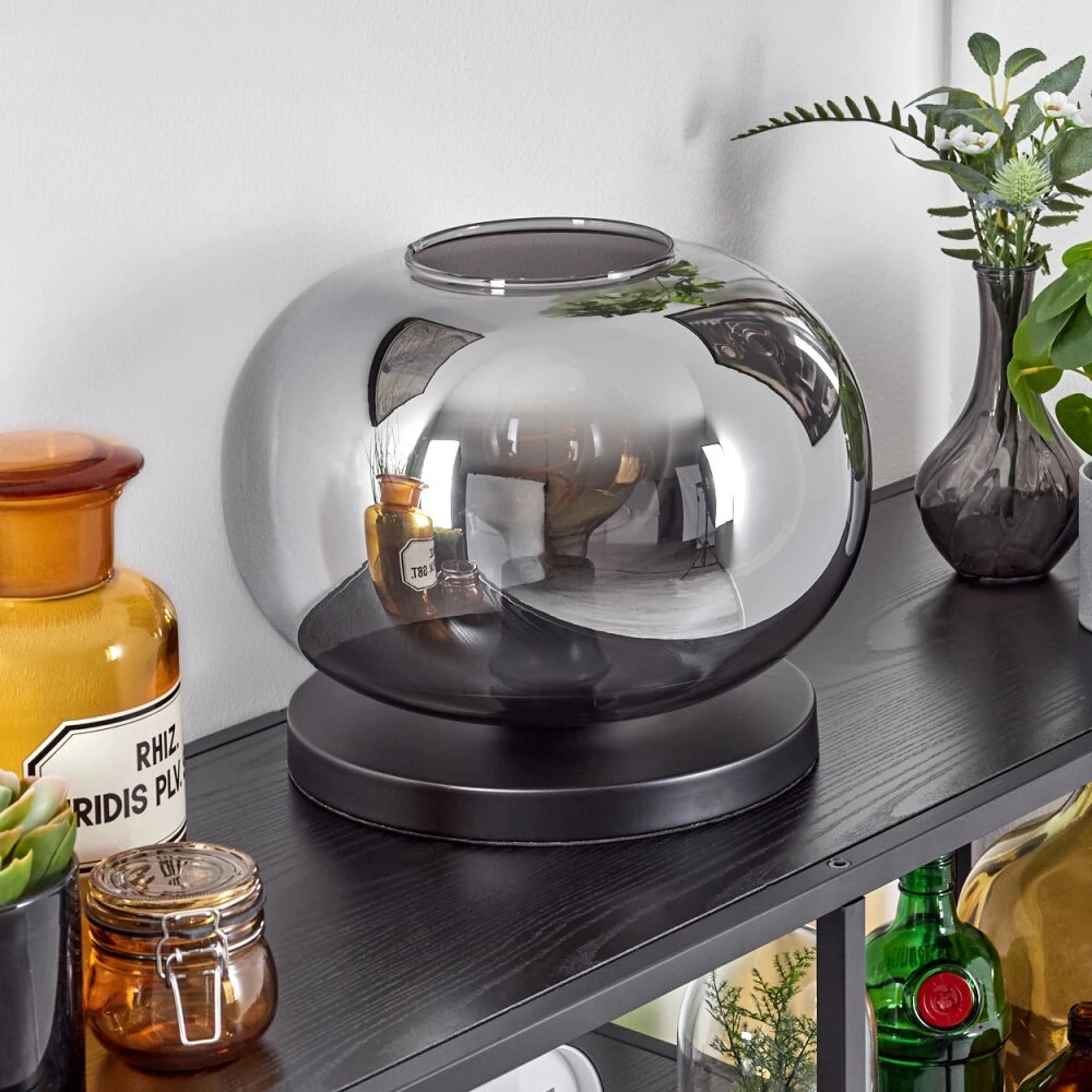 Apedo Tischleuchte Glas 30cm Schwarz, 1-flammig 14 Apedo Tischleuchte Glas 30cm Schwarz, 1-flammig – Bild 12