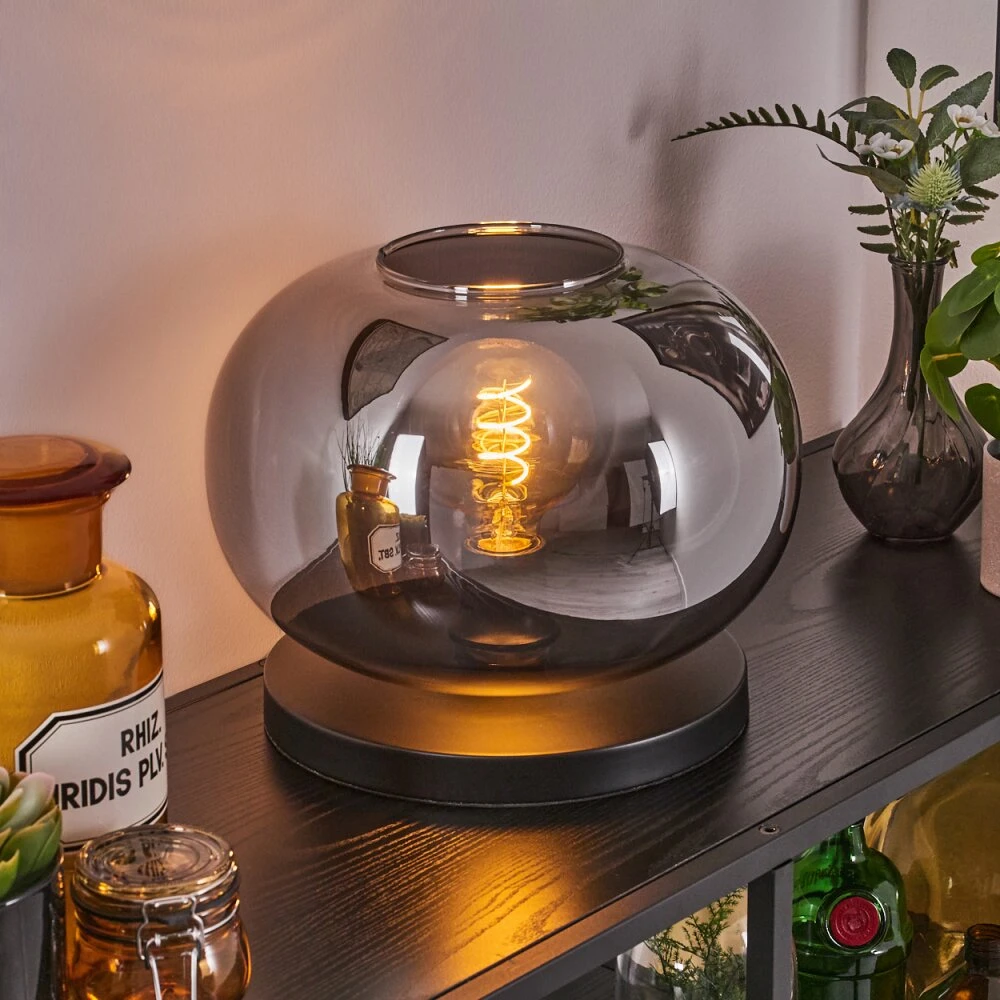 Apedo Tischleuchte Glas 30cm Schwarz, 1-flammig 11 Apedo Tischleuchte Glas 30cm Schwarz, 1-flammig – Bild 9