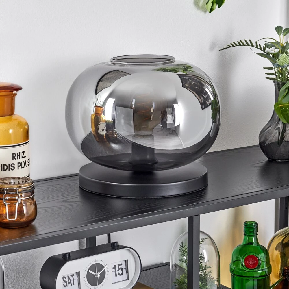 Apedo Tischleuchte Glas 30cm Schwarz, 1-flammig 12 Apedo Tischleuchte Glas 30cm Schwarz, 1-flammig – Bild 10