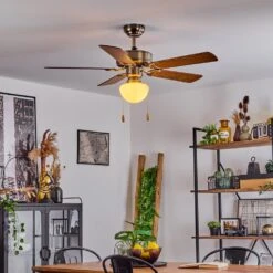 Apiao Deckenventilator Braun, Hellbraun, Holzoptik, Silber, 1-flammig -Lampe Verkäufe apiao deckenventilator h3605745 8