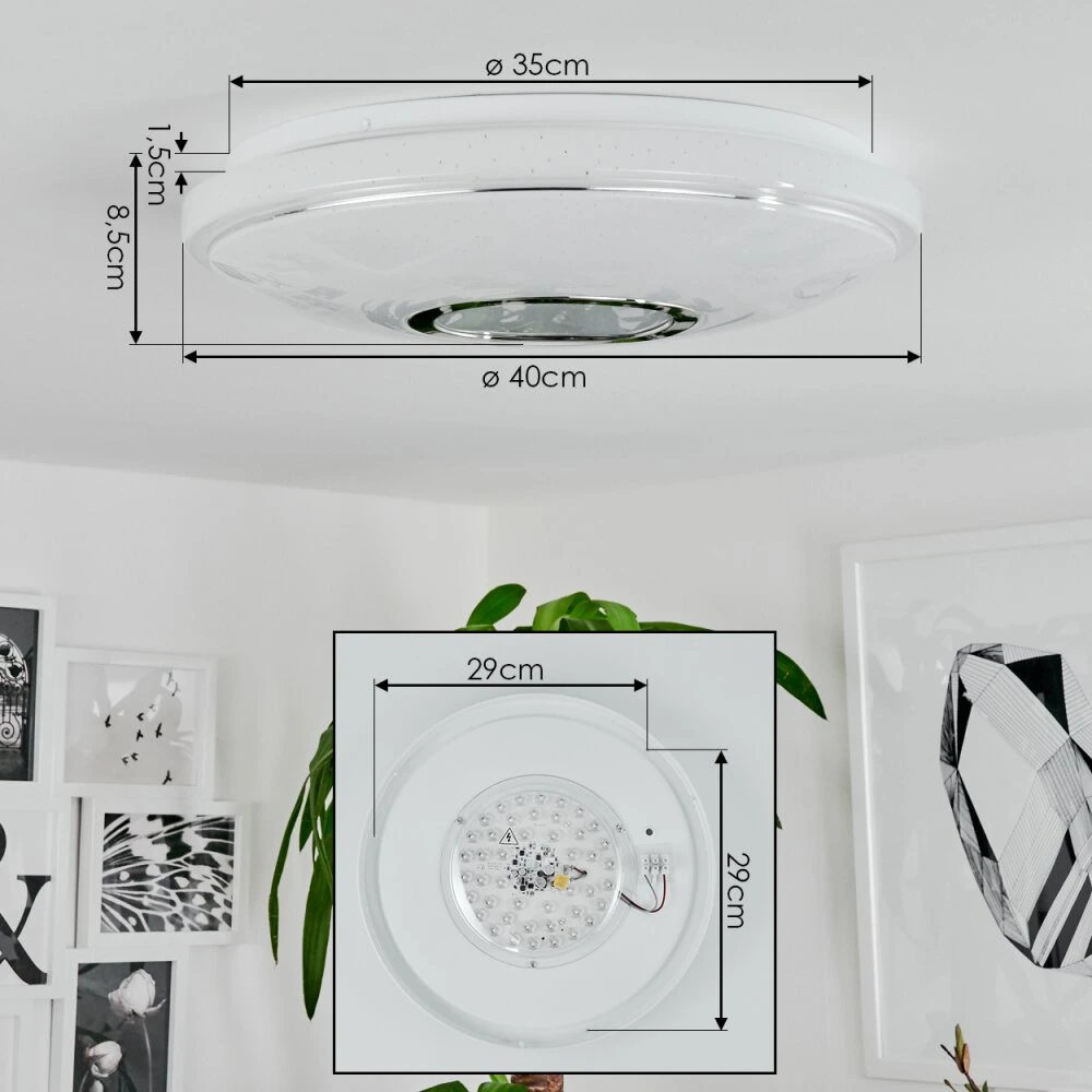 Auxerre Deckenleuchte LED Weiß, 2-flammig, Fernbedienung, Farbwechsler 6 Auxerre Deckenleuchte LED Weiß, 2-flammig, Fernbedienung, Farbwechsler – Bild 4