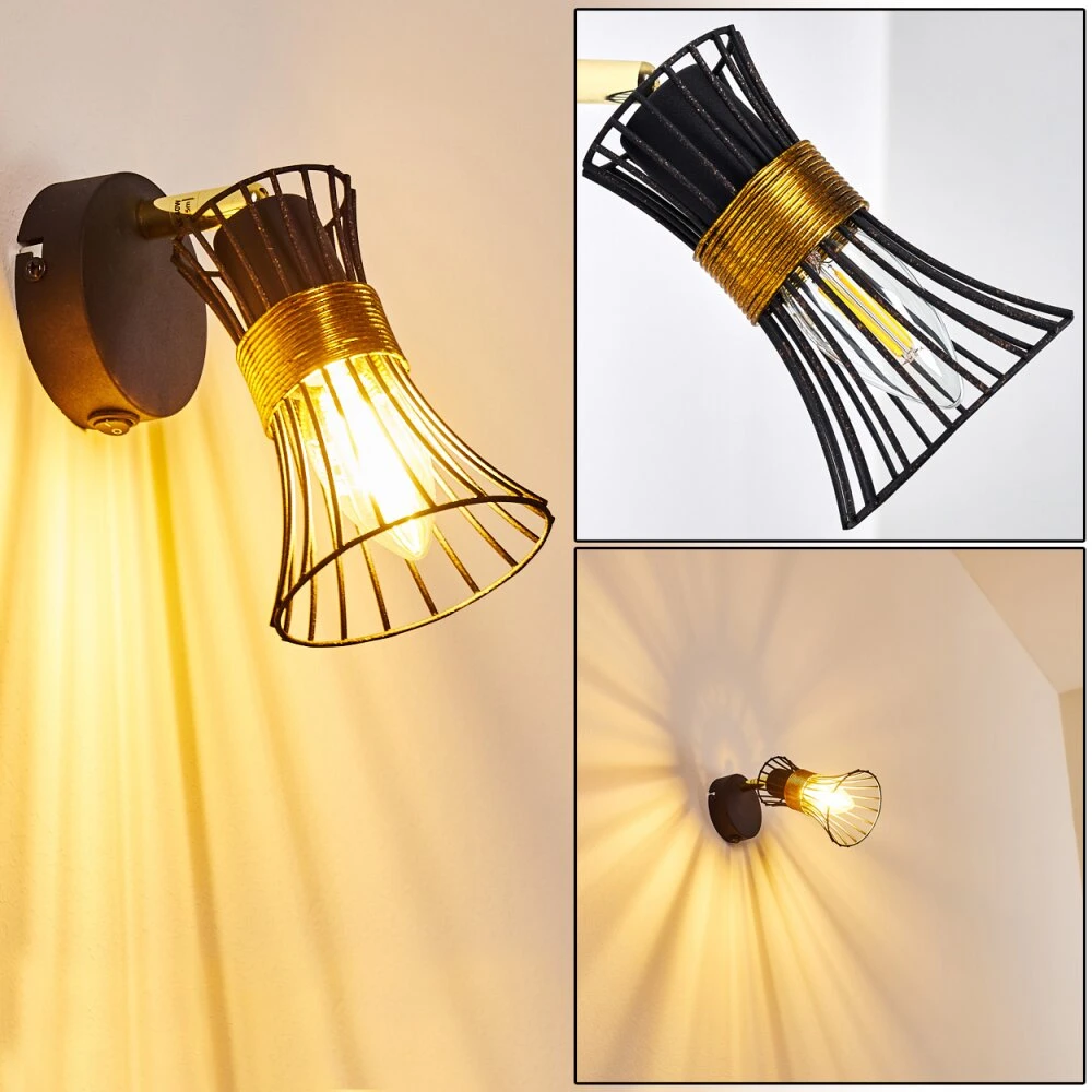 Ayen Wandleuchte Schwarz-Gold, 1-flammig 3 Ayen Wandleuchte Schwarz-Gold, 1-flammig