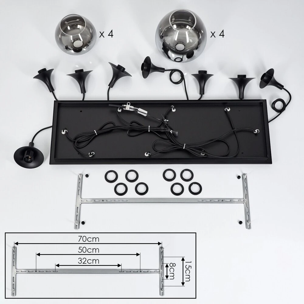 Azurara Hängeleuchte Schwarz, 8-flammig 7 Azurara Hängeleuchte Schwarz, 8-flammig – Bild 5