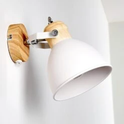 Banjul Wandleuchte Holz Hell, Weiß, 1-flammig -Lampe Verkäufe banjul wandleuchte h3320778 17