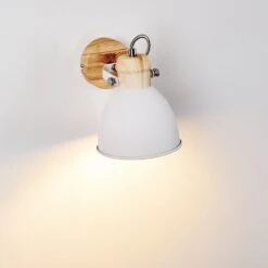 Banjul Wandleuchte Holz Hell, Weiß, 1-flammig -Lampe Verkäufe banjul wandleuchte h3320778 18
