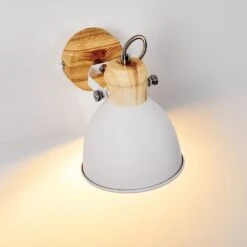 Banjul Wandleuchte Holz Hell, Weiß, 1-flammig -Lampe Verkäufe banjul wandleuchte h3320778 19