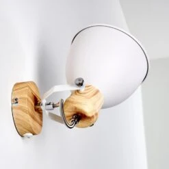 Banjul Wandleuchte Holz Hell, Weiß, 1-flammig -Lampe Verkäufe banjul wandleuchte h3320778 5