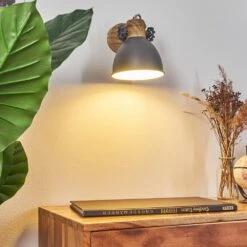 Banjul Wandleuchte Grau, Holz Dunkel, 1-flammig -Lampe Verkäufe banjul wandleuchte h3371695 do1 6