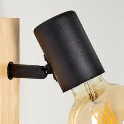 Barbengo Wandleuchte Holz Hell, Schwarz, 1-flammig -Lampe Verkäufe barbengo wandleuchte h3362136 14