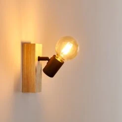 Barbengo Wandleuchte Holz Hell, Schwarz, 1-flammig -Lampe Verkäufe barbengo wandleuchte h3362136 17