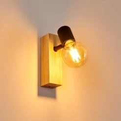 Barbengo Wandleuchte Holz Hell, Schwarz, 1-flammig -Lampe Verkäufe barbengo wandleuchte h3362136 9