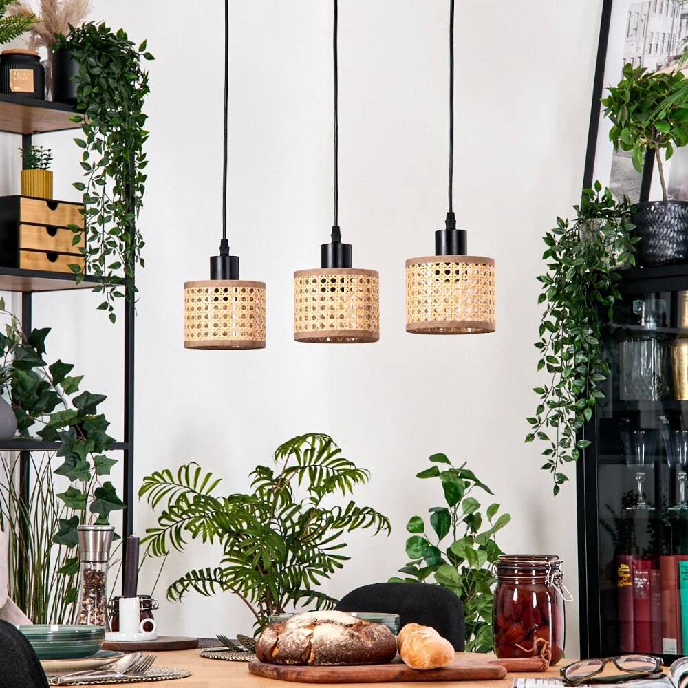 Barcos Hängeleuchte Naturfarben, Schwarz, 3-flammig 4 Barcos Hängeleuchte Naturfarben, Schwarz, 3-flammig – Bild 2