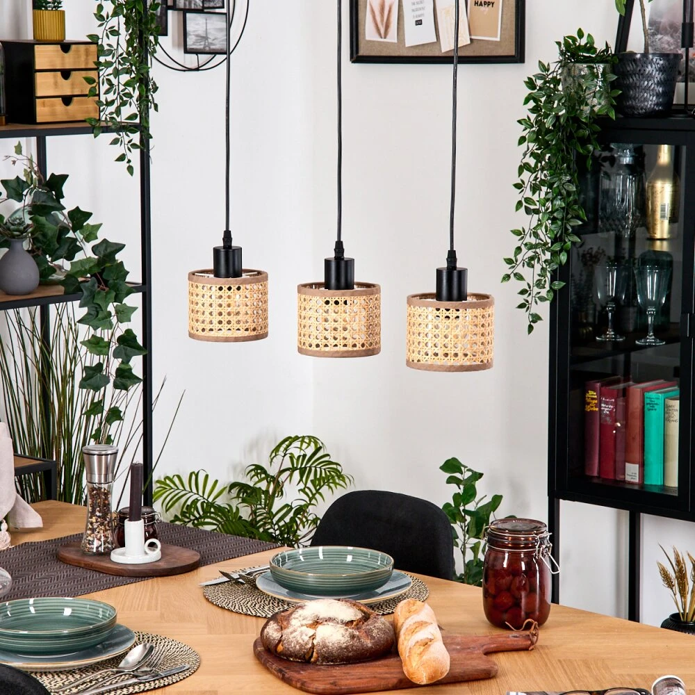 Barcos Hängeleuchte Naturfarben, Schwarz, 3-flammig 14 Barcos Hängeleuchte Naturfarben, Schwarz, 3-flammig – Bild 12