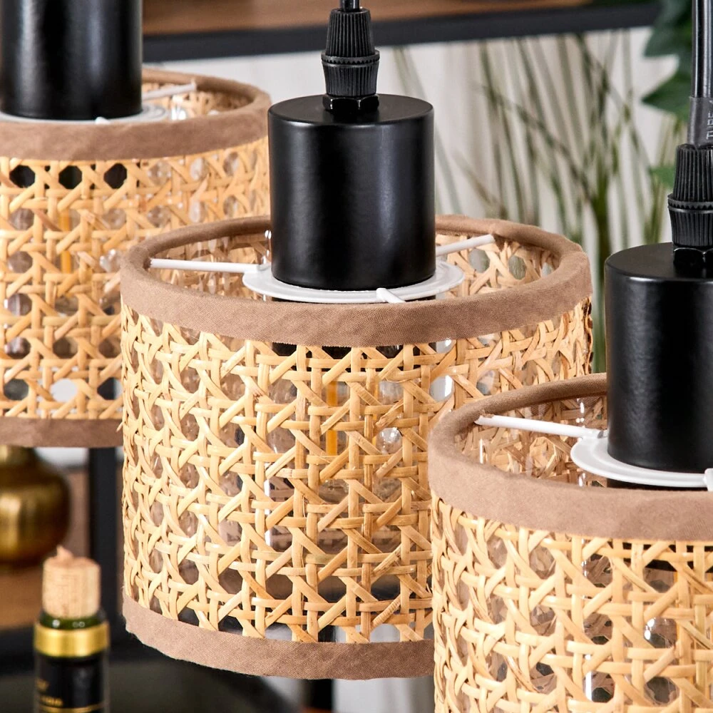 Barcos Hängeleuchte Naturfarben, Schwarz, 3-flammig 5 Barcos Hängeleuchte Naturfarben, Schwarz, 3-flammig – Bild 3