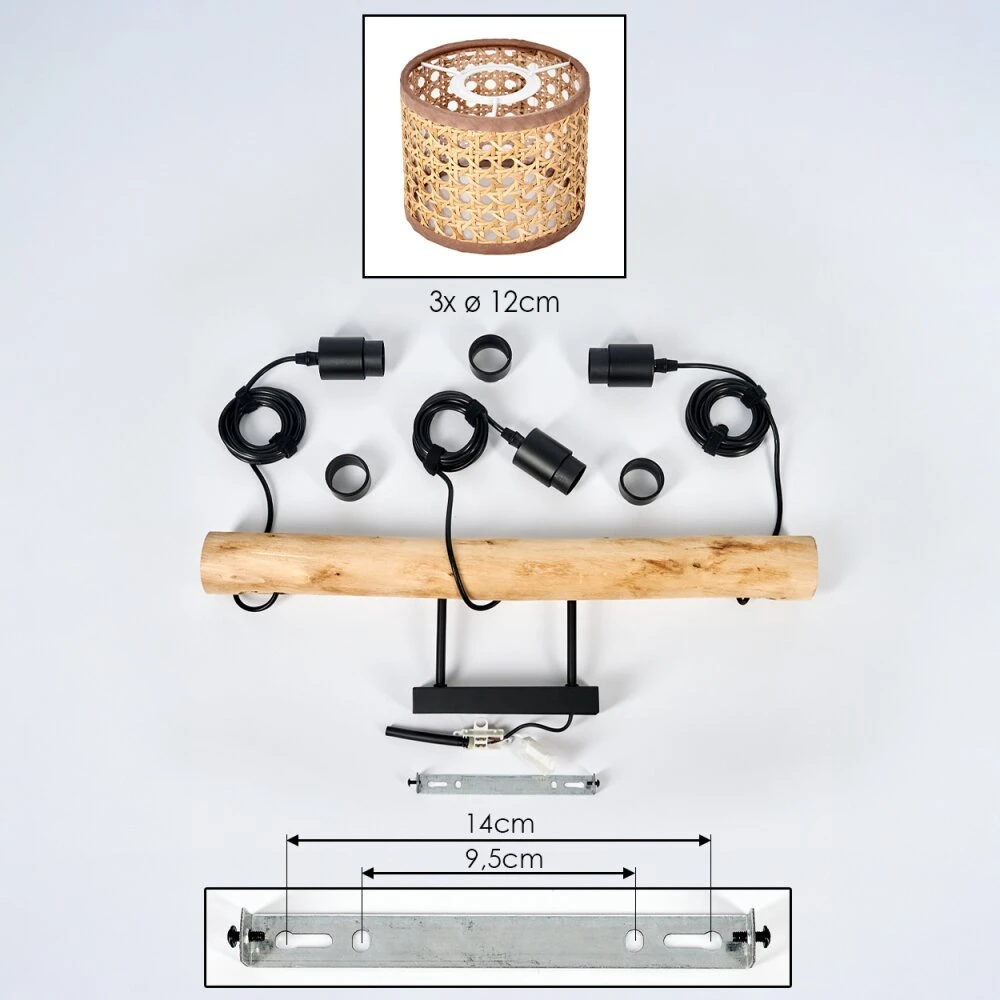 Barcos Hängeleuchte Naturfarben, Schwarz, 3-flammig 7 Barcos Hängeleuchte Naturfarben, Schwarz, 3-flammig – Bild 5