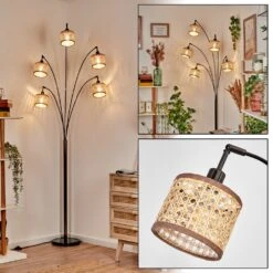 Barcos Stehleuchte Chrom, Schwarz, 5-flammig