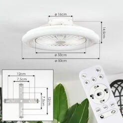 Benasal Deckenventilator Mit Beleuchtung Weiß, 1-flammig, Fernbedienung -Lampe Verkäufe benasal deckenventilator mit beleuchtung h3732120 3