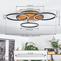 Cardozo Deckenleuchte LED Naturfarben, Schwarz, 1-flammig -Lampe Verkäufe cardozo deckenleuchte h3695241 3