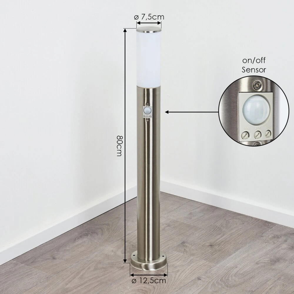 Caserta Wegeleuchte Nickel-Matt, Weiß, 1-flammig, Bewegungsmelder 5 Caserta Wegeleuchte Nickel-Matt, Weiß, 1-flammig, Bewegungsmelder – Bild 3