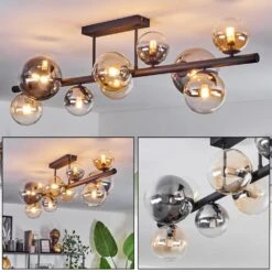 Chehalis Deckenleuchte Glas 10 Cm, 12 Cm, 15 Cm Bernsteinfarben, Klar, Rauchfarben, 10-flammig