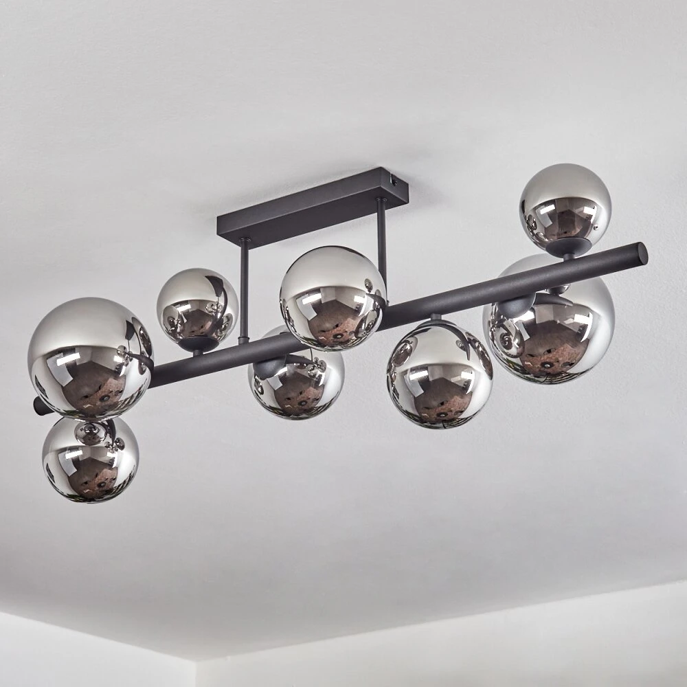 Chehalis Deckenleuchte Glas 10 Cm, 12 Cm, 15 Cm Chrom, Rauchfarben, 8-flammig 10 Chehalis Deckenleuchte Glas 10 Cm, 12 Cm, 15 Cm Chrom, Rauchfarben, 8-flammig – Bild 8