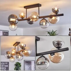 Chehalis Deckenleuchte Glas 10 Cm, 12 Cm, 15 Cm Bernsteinfarben, Klar, Rauchfarben, 8-flammig