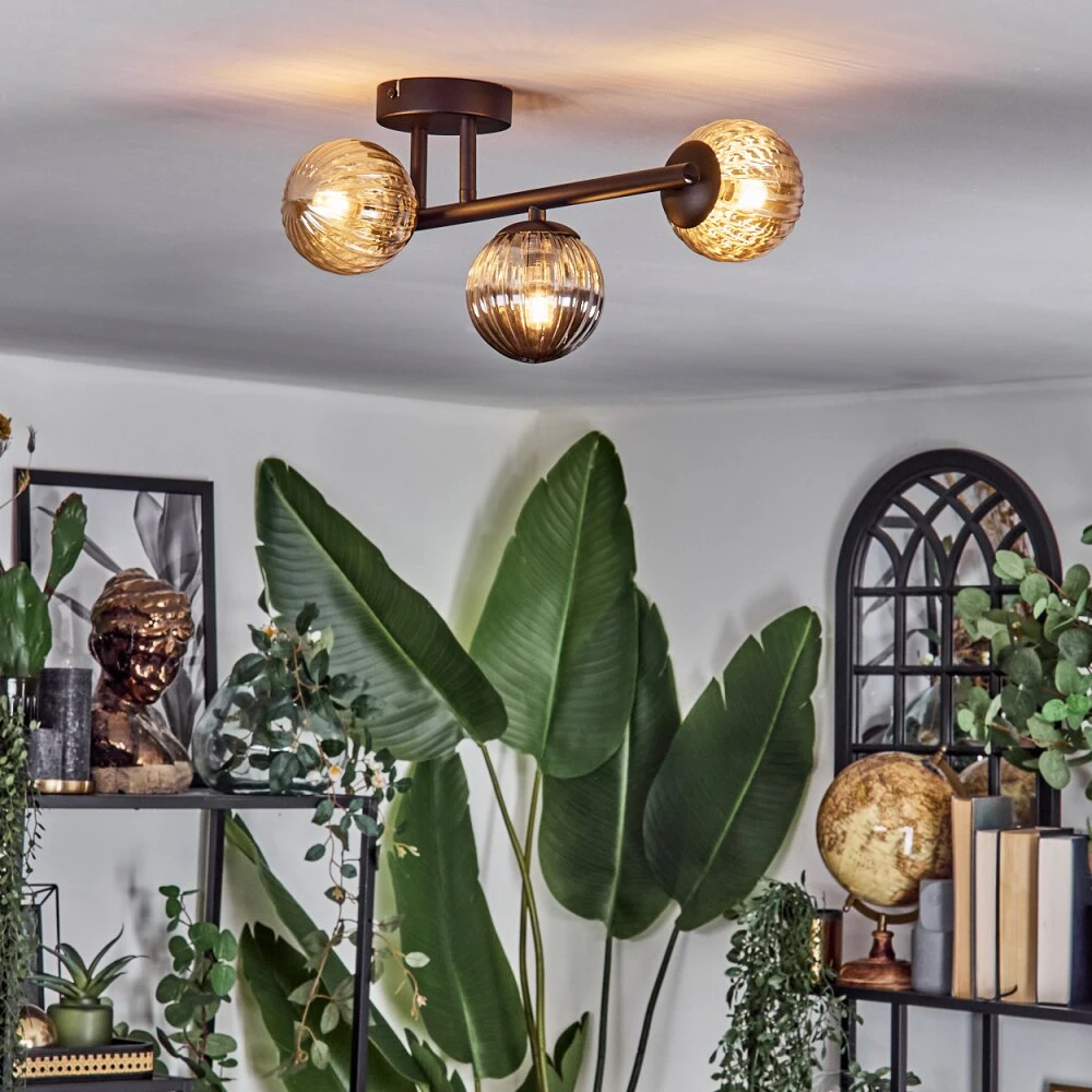 Chehalis Deckenleuchte Glas 10 Cm Bernsteinfarben, Rauchfarben, 3-flammig 9 Chehalis Deckenleuchte Glas 10 Cm Bernsteinfarben, Rauchfarben, 3-flammig – Bild 7