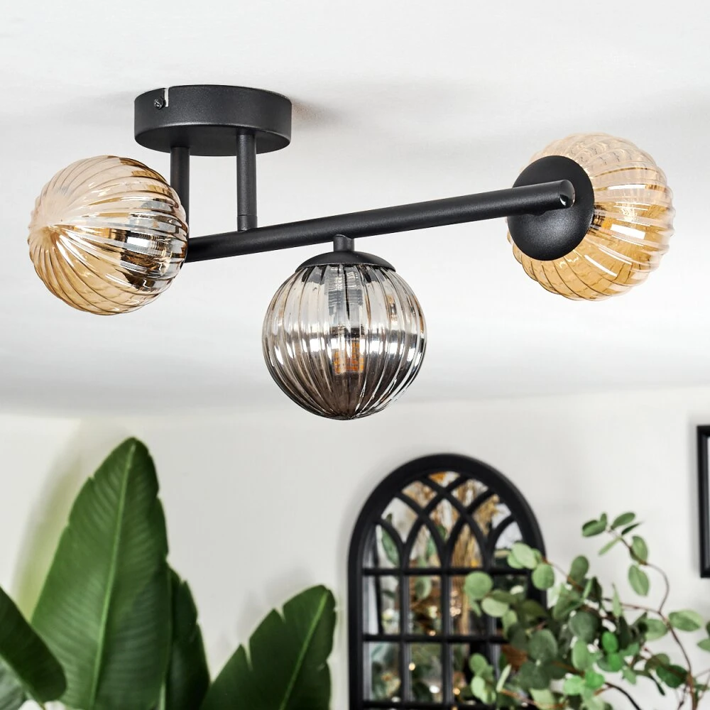 Chehalis Deckenleuchte Glas 10 Cm Bernsteinfarben, Rauchfarben, 3-flammig 12 Chehalis Deckenleuchte Glas 10 Cm Bernsteinfarben, Rauchfarben, 3-flammig – Bild 10