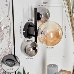 Chehalis Wandleuchte Glas 10, 15 Cm Bernsteinfarben, Rauchfarben, 3-flammig -Lampe Verkäufe chehalis wandleuchte glas 10 15 cm h3750605 3