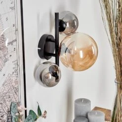 Chehalis Wandleuchte Glas 10, 15 Cm Bernsteinfarben, Rauchfarben, 3-flammig -Lampe Verkäufe chehalis wandleuchte glas 10 15 cm h3750605 9