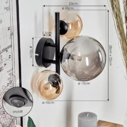 Chehalis Wandleuchte Glas 10 Cm, 15cm Bernsteinfarben, Rauchfarben, 3-flammig -Lampe Verkäufe chehalis wandleuchte glas 10 cm 15cm h3738092 3