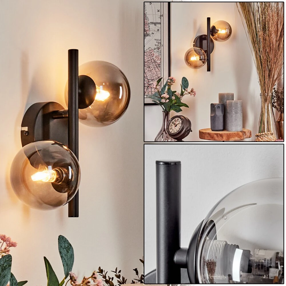 Chehalis Wandleuchte Glas 10 Cm Rauchfarben, 2-flammig 3 Chehalis Wandleuchte Glas 10 Cm Rauchfarben, 2-flammig