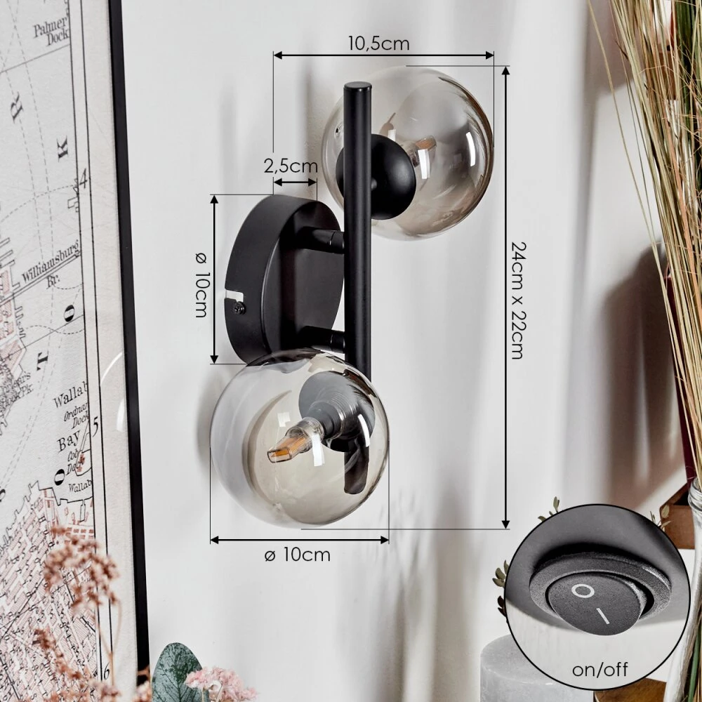 Chehalis Wandleuchte Glas 10 Cm Rauchfarben, 2-flammig 6 Chehalis Wandleuchte Glas 10 Cm Rauchfarben, 2-flammig – Bild 4